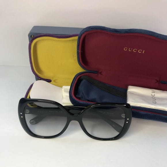 💯 - New Authentic Gucci Sunglasses GG0472S 001 Black Light Grey Gradient - Picture 11 of 13